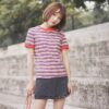 Fashion Collegiate Style Rainbow Striped T-shirt All-match kawaii