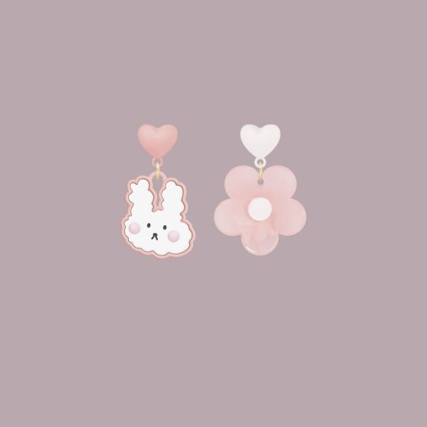 Cute Pink Corrugated Bunny Earrings bunny kawaii