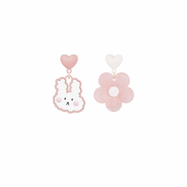 Cute Pink Corrugated Bunny Earrings bunny kawaii