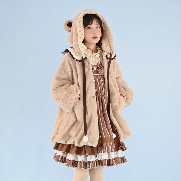Kawaii Original Design Bear Lamb Velvet Lolita Coat bear kawaii
