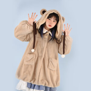 Kawaii Original Design Bear Lamb Velvet Lolita Coat bear kawaii