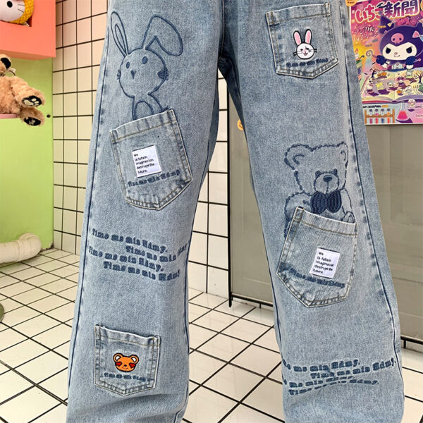 ins Style Niche Design Cartoon Bunny Jeans Pants Ins kawaii