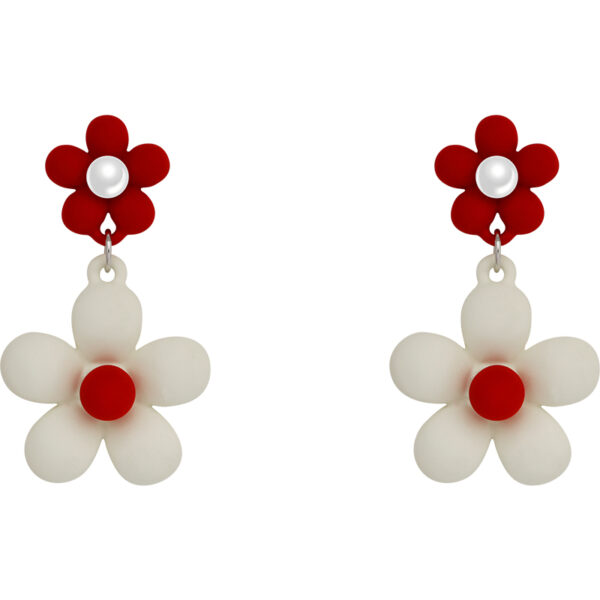 Cute Simple Red Flower Earrings 925 silver kawaii
