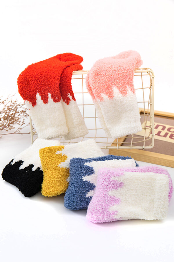 Kawaii Color Matching Floor Socks fleece socks kawaii