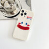Cute Plush Embroidered Smiley Face Emoji iPhone Case Embroidery kawaii