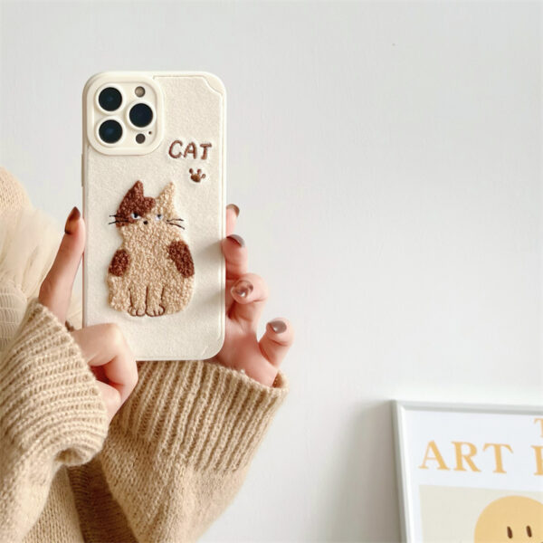 Kawaii Cute Embroidered Cat iPhone Case autumn kawaii