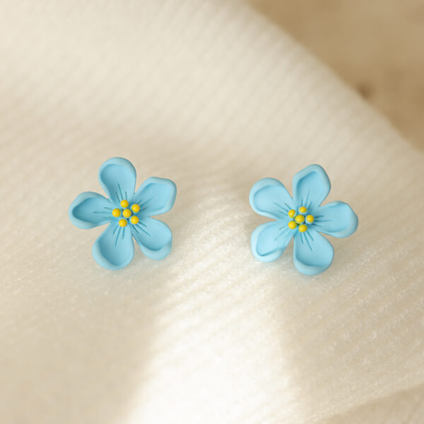 Cute Sweet Candy Color Flower Earrings 925 sterling silver kawaii