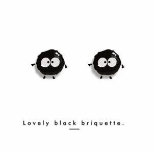 Cute Black Briquette Earrings black briquette kawaii