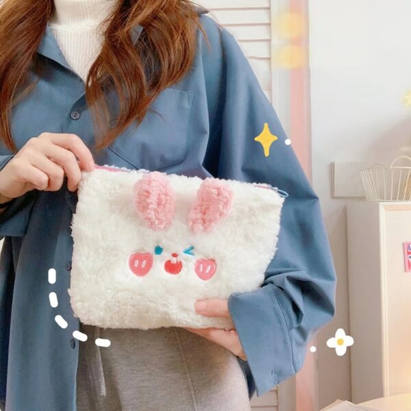 Kawaii Bear Women’s Plush Cosmetic Bag bear kawaii