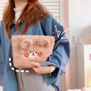 Kawaii Bear Women’s Plush Cosmetic Bag bear kawaii