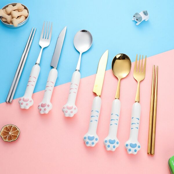 Kawaii Paw Cutlery Set Chopsticks kawaii