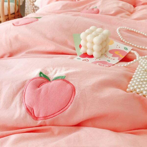 Kawaii Peach Strawberry Bedding Set Bedding Set kawaii