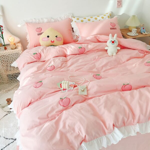 Kawaii Peach Strawberry Bedding Set Bedding Set kawaii