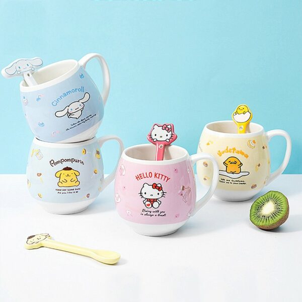 Kawaii Sanrio Ceramic Cup With Spoon Cartoon kawaii
