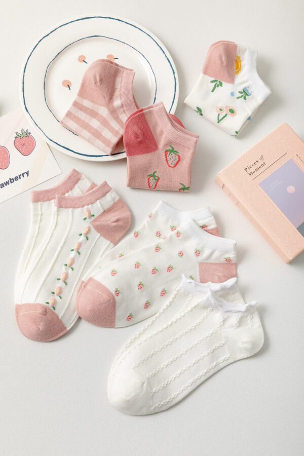 Pink White Short Socks Ins Style kawaii