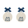 Cute Kitten Illustration Contrasting Color Earrings Bow kawaii