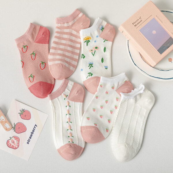 Pink White Short Socks Ins Style kawaii
