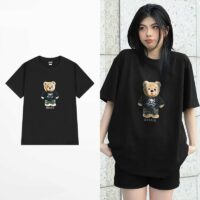 T-shirt ours de dessin animé surdimensionné au design original Kawaii tout-match