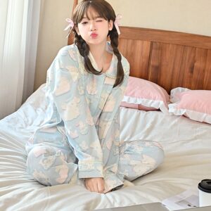 Cute Cartoon Lamb Print Pajama Set Cute kawaii