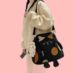 Süße Kätzchen-Umhängetasche aus Segeltuch Canvas-Tasche kawaii