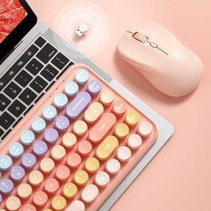 かわいいピンクの美しいワイヤレス キーボードとマウスのセット美的カワイイ