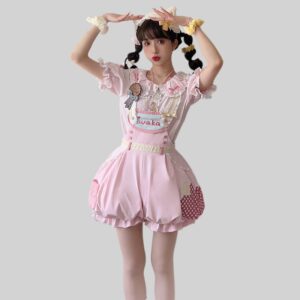 Kawaii süßer und süßer rosa Lolita-Overall-Anzug Süßes Kawaii