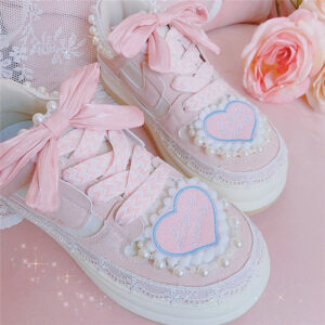 Roze Love Cookie-sneakers Leuke kawaii