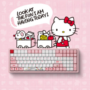 Teclado mecánico con cable Hello Kitty estético rosa Kawaii juego kawaii