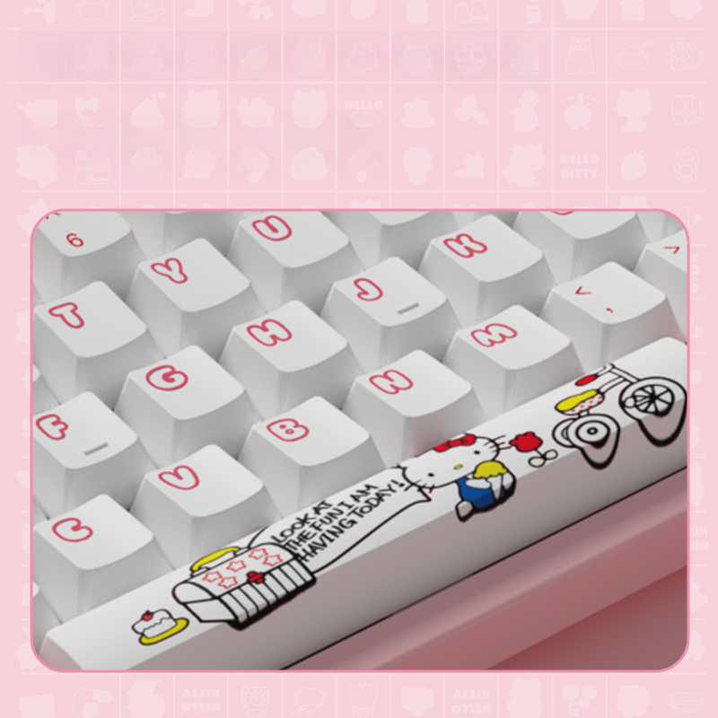 Kawaii Pink Aesthetic Hello Kitty Wired Mechanical Keyboard Kawaii