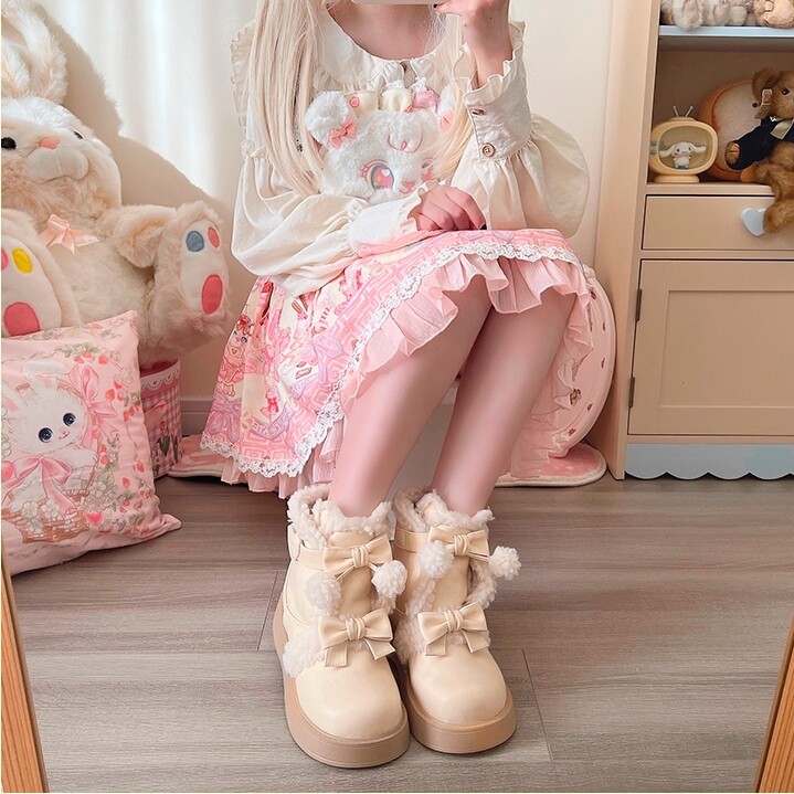 Kawaii Soft Girl Lolita Style Rund Toe Snow Boots