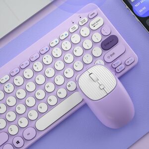 Lila estetisk bärbar trådlös mus och tangentbordsset Estetisk kawaii