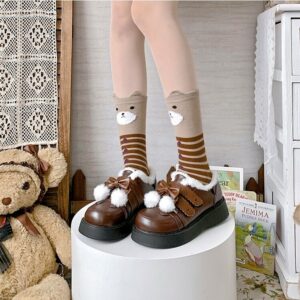 Pantofi Lolita cu talpă groasă din catifea în stil japonez kawaii japonez