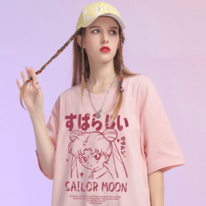 Camiseta com estampa de grafite de Sailor Moon dos desenhos animados japoneses Kawaii Desenho animado kawaii