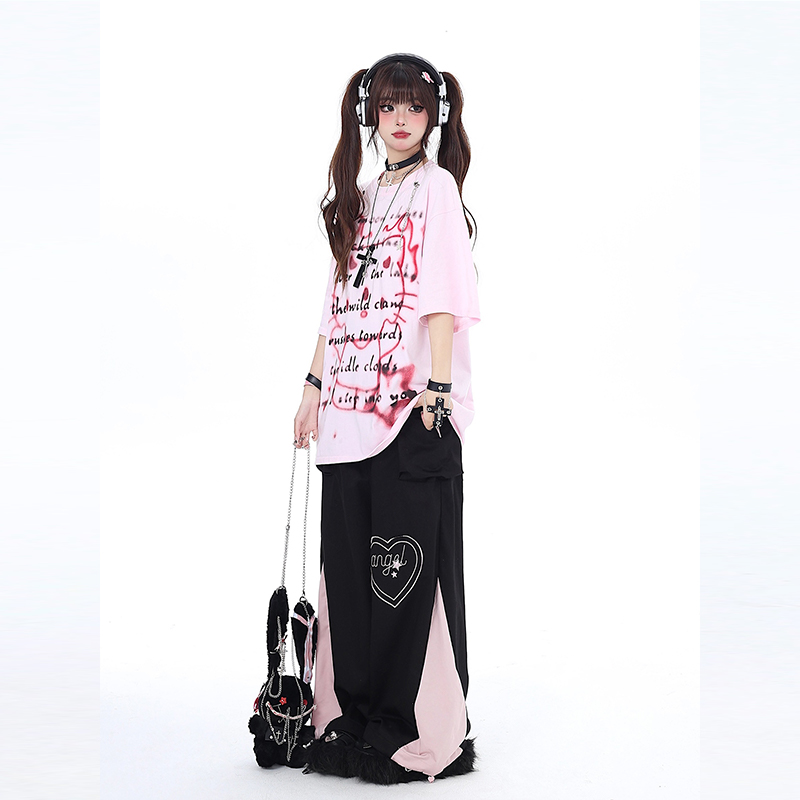 Summer Dopamine Style Pink Hello Kitty Printed T-shirt