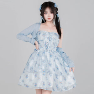 甘いフランスの女の子の花の妖精のドレス妖精のドレスかわいい