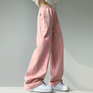 Pantalon large imprimé Hello Kitty rose doux Hello Kitty kawaii