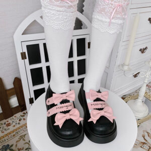 Zapatos Lolita con punta redonda y plataforma con lazo Kawaii JK shoe kawaii