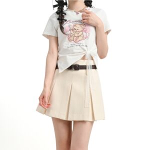 T-shirt stampata con orsetto dolce stile Kawaii Sweet Girly orsetto kawaii