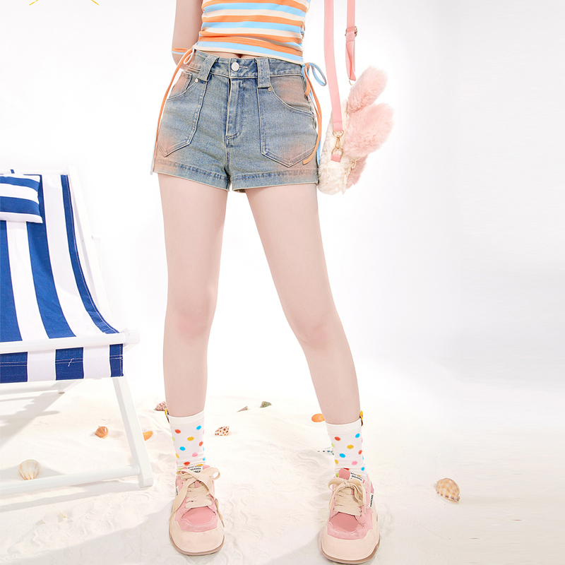 Energetic Girl Style Light Blue Denim Shorts